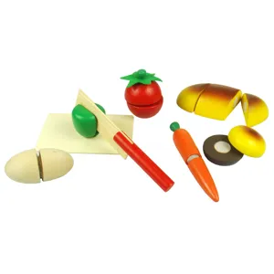 Wooden cutting food toy set for kids kitchen pretend play educational fruits and vegetables