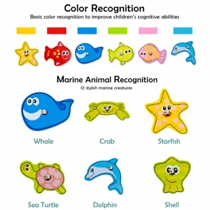 Jouets d'apprentissage et de tri cognitif d'animaux marins en bois pour les tout-petits.