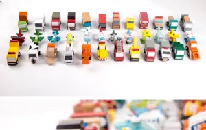 Wooden mini vehicle toy set children car airplane model boys gift play set toy kit