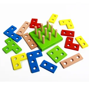 Enfants bois géométrique forme tri puzzle blocs Montessori éducationnel jouet ensemble