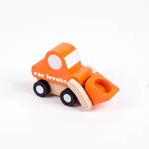 Children wooden engineering vehicle toy mini loader model cute orange kids gift