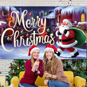 Christmas party decoration background banner holiday photo booth props backdrop supply