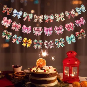 Christmas party decoration bow banner ugly sweater theme hanging festive party supplies.