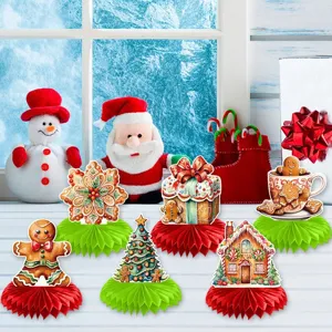 Christmas gingerbread man party decoration set honeycomb paper table centerpieces