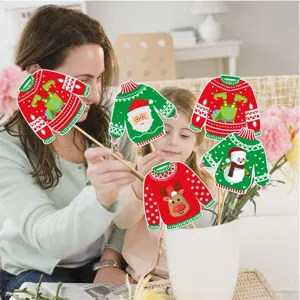 Christmas ugly sweater party photo booth props set for fun holiday party celebration decorations
