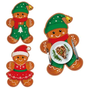 Christmas gingerbread man placemats table mats holiday party dining table decor.