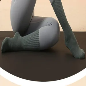 Damen Anti-Rutsch Yoga Socken Wadenhöhe Pilates Gripsocken Sport Fitness atmungsaktiv Baumwolle