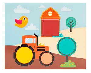 Wooden magnetic shape puzzle board details, farm theme kids early educational toy.