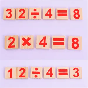 Wooden math blocks Montessori early education learning toys numbers counting sticks for kids.