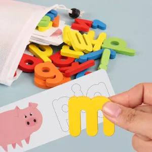Houten Engels alfabet matching kaarten spel voor kinderen vroege educatie leren spelling speelgoed.
