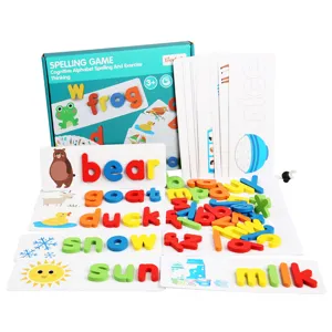 Jeu d'orthographe en bois pour enfants cartes d'apprentissage alphabet jouets éducatifs.