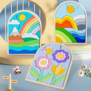 Wooden arch puzzle toys for kids, montessori educational stacking blocks for early learning