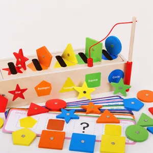 Ξύλινο Κουτί Ταξινόμησης Montessori Εκπαιδευτικό Παιχνίδι Μαγνητικό Ψάρεμα Χρώματα
