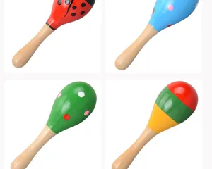 Wooden baby early education musical toy Orff instrument cute colorful maracas for kids