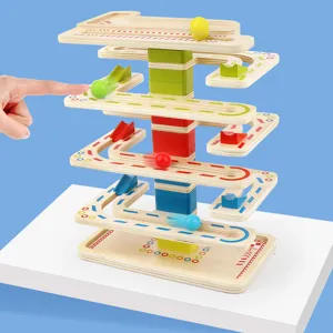 Wooden Bead Maze Roller Track Educational Toy Kids Concentration Training Multi Layer Slider Early Learning Game