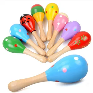 Colorful wooden maracas baby musical toys Orff instrument rattle toy for early education development.