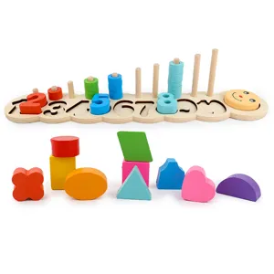 Wooden Montessori Number Shape Sorter Puzzle Toy Educational Learning Toy for Kids
