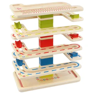 Wooden multi-level marble run track toy for kids early education educational game