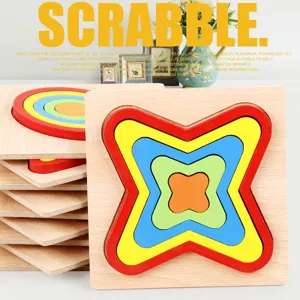 Wooden Montessori Shape Puzzle Toy For Kids Early Learning Color Cognition Geometric Stacking Educational Game
