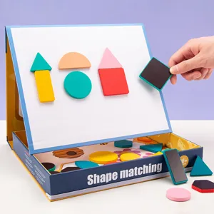 Wooden magnetic shape matching puzzle toy for kids early education and shape recognition learning.
