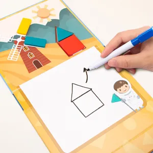 Magnetic geometric shape matching puzzle and drawing board for kids early education learning toys.