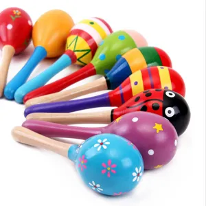 Colorful wooden baby musical toy orff instrument maracas for early education and fun.