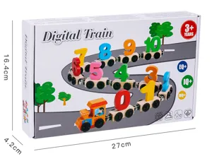 Wooden digital train toy set with magnetic numbers 0-10, educational learning toy.