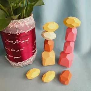 Pierres à empiler en bois jouet éducatif Montessori blocs de construction colorés