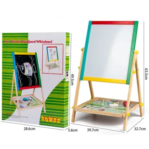 Kids 2 in 1 Wooden Blackboard Whiteboard Children Educational Drawing Art Easel Stand