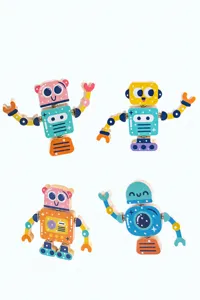 Wooden building block robot toy, creative children's puzzle assembly educational toys.