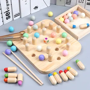 Kids early education wooden memory chess logical game clipping beads puzzle toy set for kids