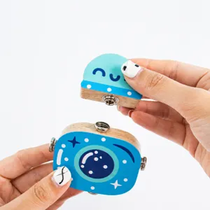 Wooden building block toy for kids, creative assembly puzzle with snap button connection.