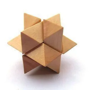 Wooden star 3D interlocking puzzle, brain teaser interlocking wood block toy for kids adults