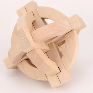 Traditional wooden interlocking puzzle toy, classic brain teaser for kids and adults games.
