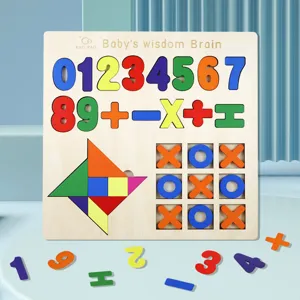 Wooden kids math puzzle board early education intelligence learning toy for toddlers and babies.