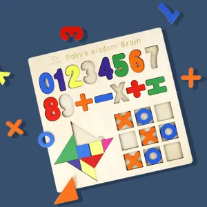 Wooden kids number alphabet matching puzzle early educational smart brain logic toy main