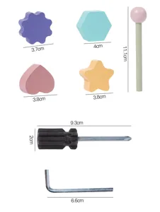 Wooden walker toy replacement parts with size dimensions for kids educational play setup.