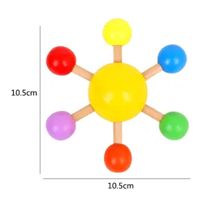 Colorful wooden baby grasping toy educational sensory spinning top safe kids plaything