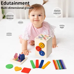 Montessori Holzspielzeug Früherziehung für Kleinkinder, Farb- und Formensortier-Lernset.