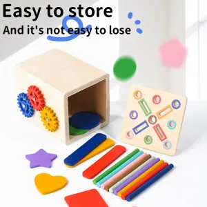 Montessori Holz Formensortierspielzeug Farbzuordnung fruehpaedagogische Box fuer Kleinkinder