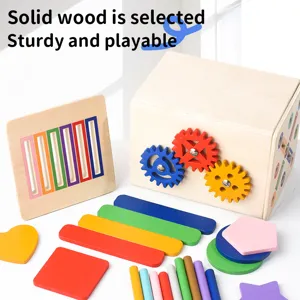 Montessori Holzspielzeug für Kleinkinder, Farbsortierung und Formensortierbox zum frühen Lernen.