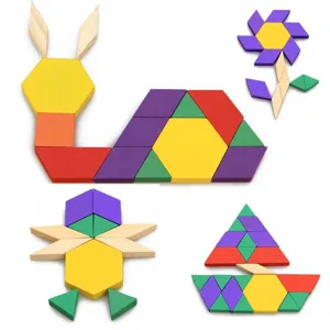 Jeu de blocs de motifs en bois formes geometriques jouet educatif colore pour enfants