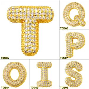 Exquisite micro-pave zirconia bubble letter pendant 18k gold plated fashion jewelry accessory