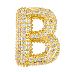 Cross-border 18K gold plated bubble letter micro-pave rhinestone pendant fashion jewelry accessory