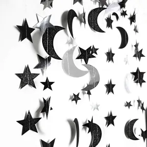 4M Star Moon Paper Garland Hanging Decor for Christmas Wedding Party Room Decoration