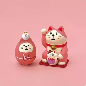 Japanese mini lucky cat resin desktop figurine cute ornament for office decor space