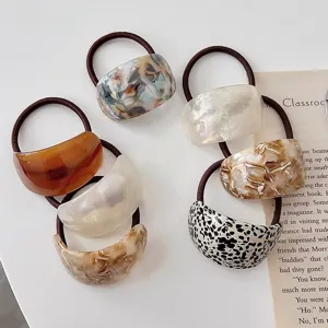 Stylish acrylic hair ties set, resin geometric ponytail holder elastic bands for women daily use