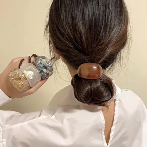 Minimalist acetate hair ring elegant marble pattern hair rope for women ponytail holder daily wear.