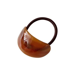 Amber resin hair tie elegant ponytail holder simple chic hair band for women daily styling