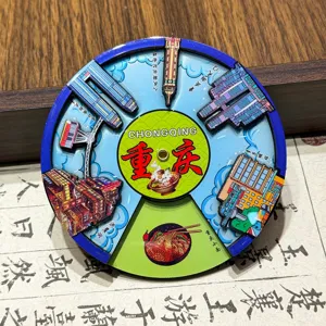 Aimant de réfrigérateur souvenir Chongqing, autocollant magnétique en bois, cadeau créatif.